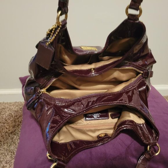 Coach Purple Patten Leather Handbag - Picture 2 of 5
